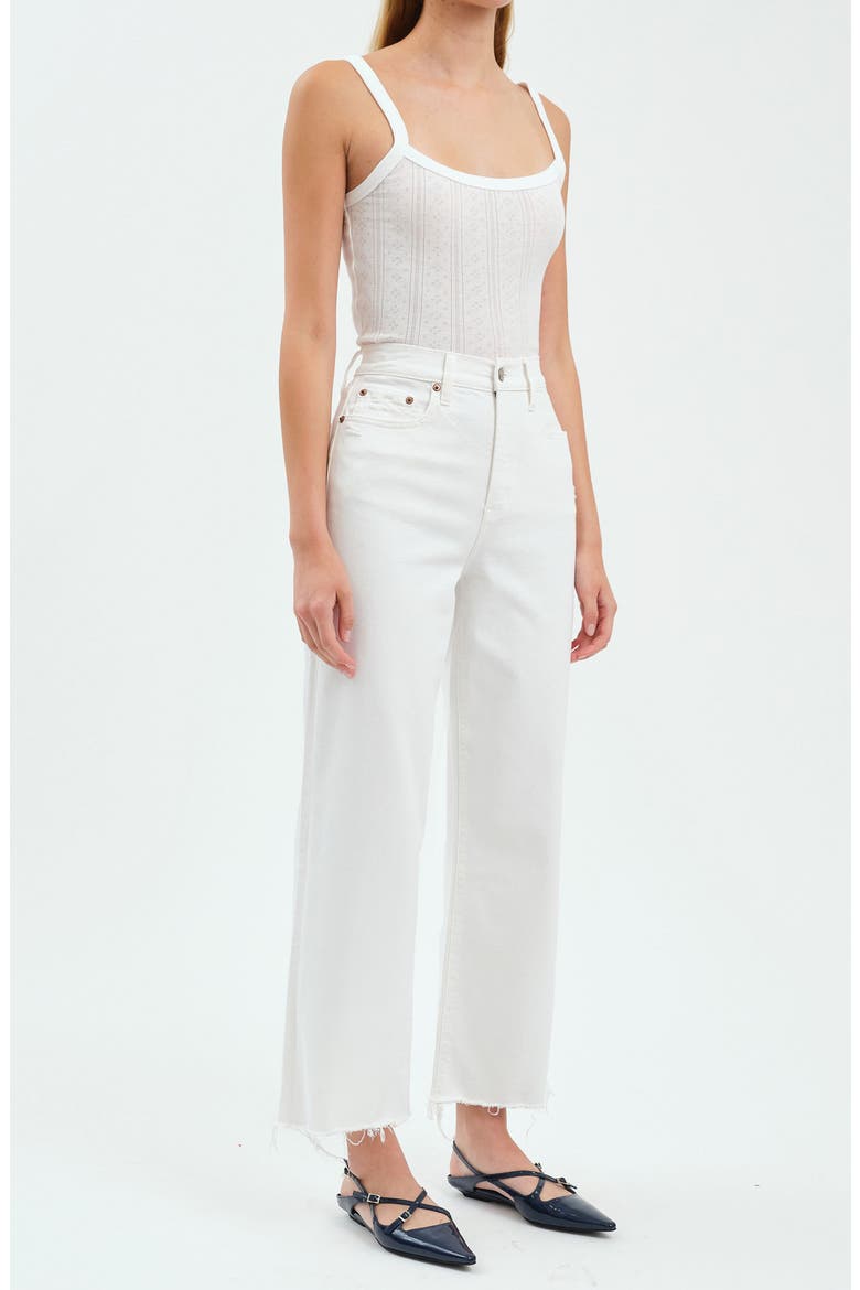 Sundaze Raw Hem Crop Straight Leg Jeans, Alternate, color, SWAN