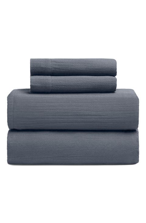 Oasis Crinkled Cotton Gauze 4-Piece Sheet Set
