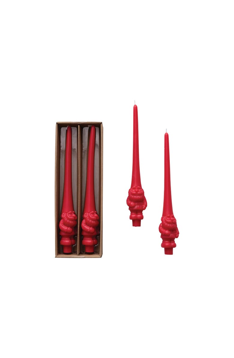 Storied Home Enchanted Gnome Taper Candles, Red, Set of 2, Main, color, Red