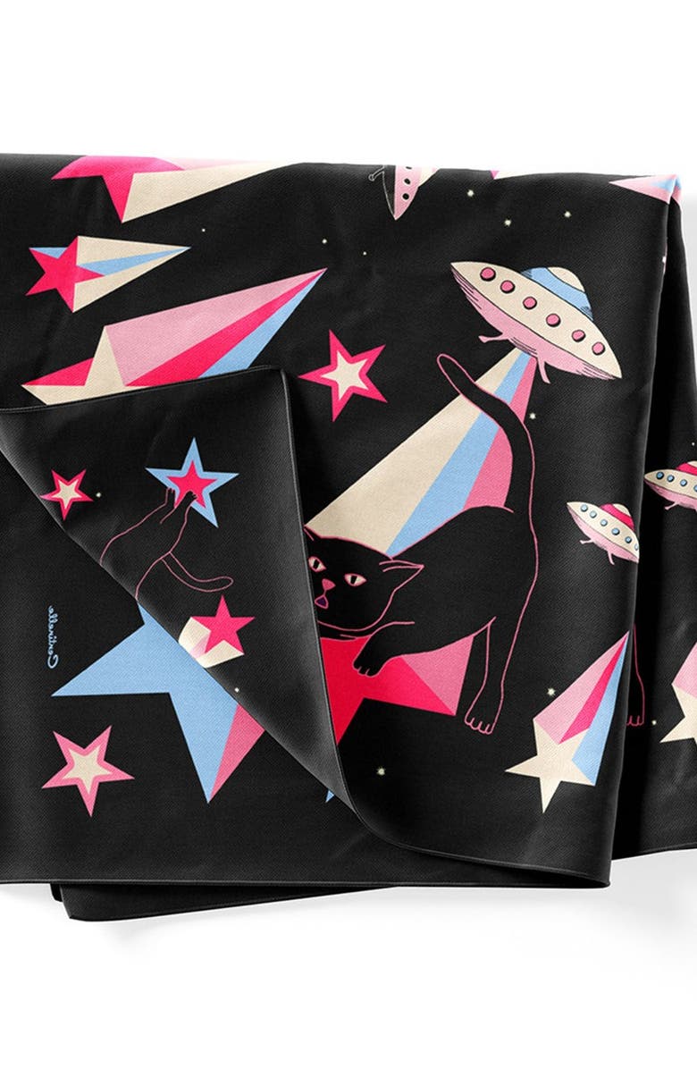 Centinelle Cat Abduction Cotton Silk Bandana, Alternate, color, Black