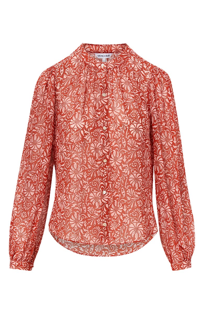 Veronica Beard Ashlynn Floral Pintuck Silk Top, Main, color, 