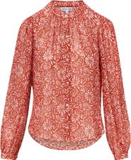 Veronica Beard Ashlynn Floral Pintuck Silk Top