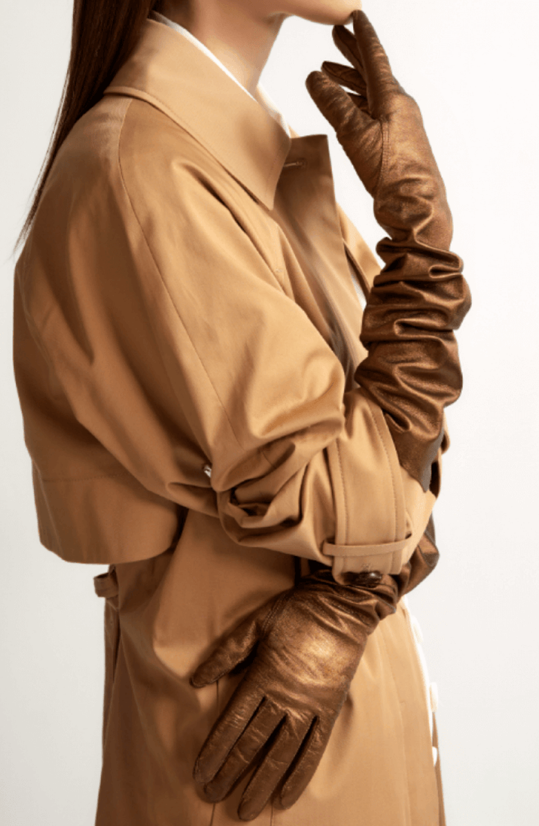 Seymoure Luxury Group Classic Runway Opera Glove, Alternate, color, Metallic Bronze