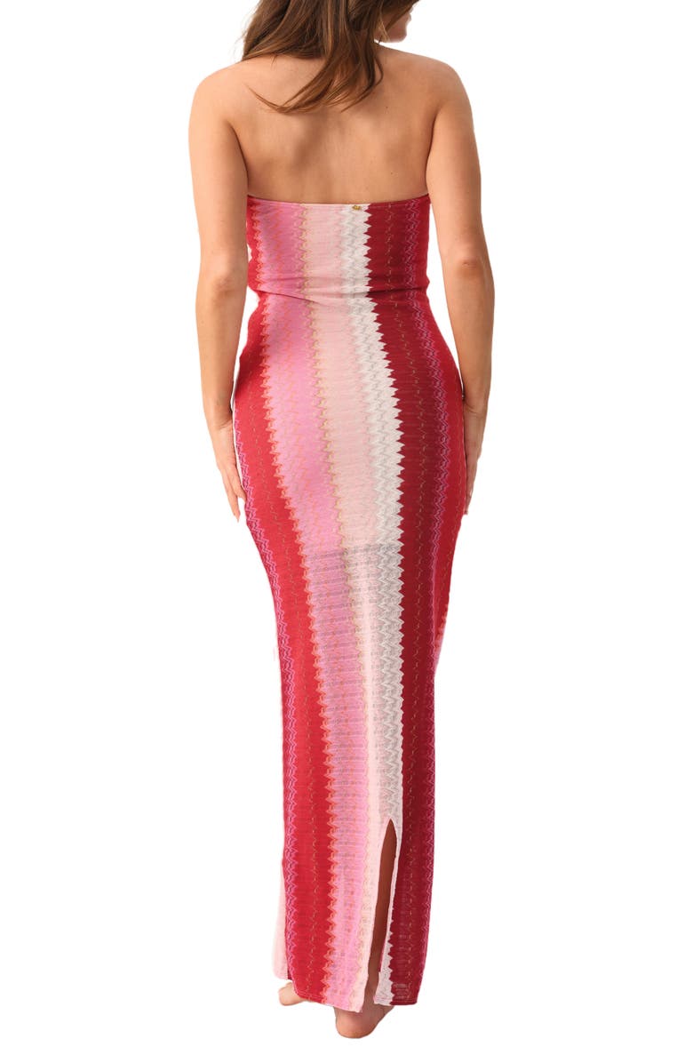 PQ SWIM Jane Strapless Cover-Up Maxi Dress, Alternate, color, Scarlet