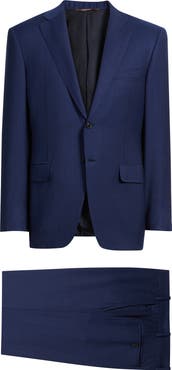 Canali Siena Regular Fit Navy Check Super 150s Wool Suit