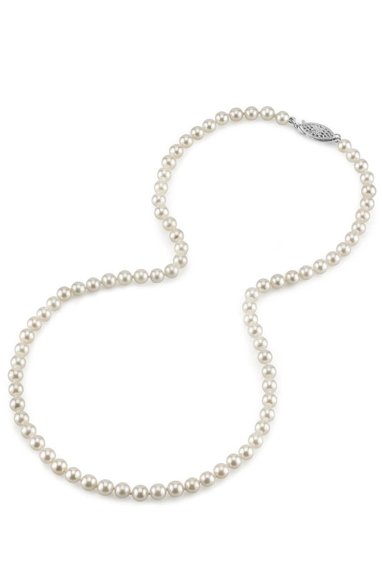 The Pearl Source 5.0-5.5mm Japanese Akoya White Pearl Necklace - AAA Quality, Main, color, White Pearl