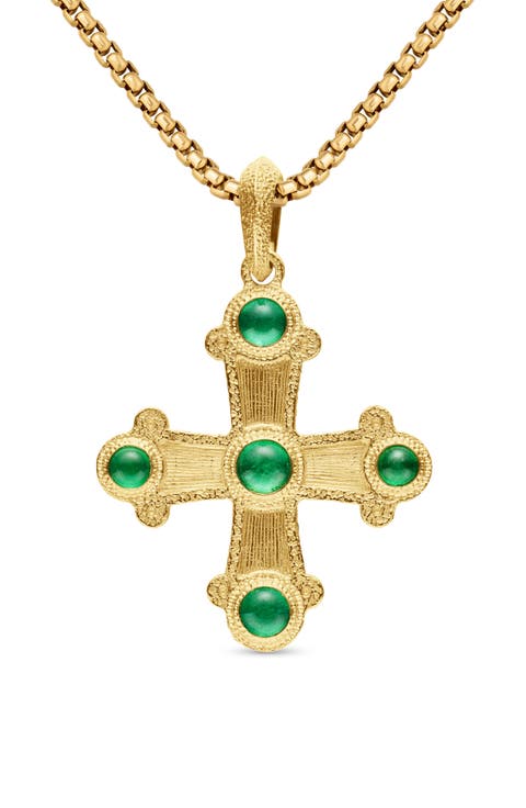 Shipwreck Cross Amulet in 18K Yellow Gold with Gems