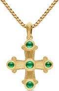 David Yurman Shipwreck Cross Amulet in 18K Yellow Gold with Gems