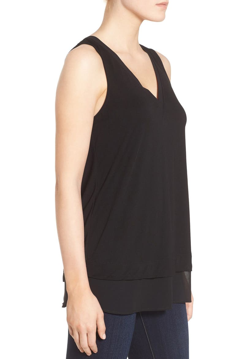 V-Neck Mixed Media Tank, Alternate, color, BLACK