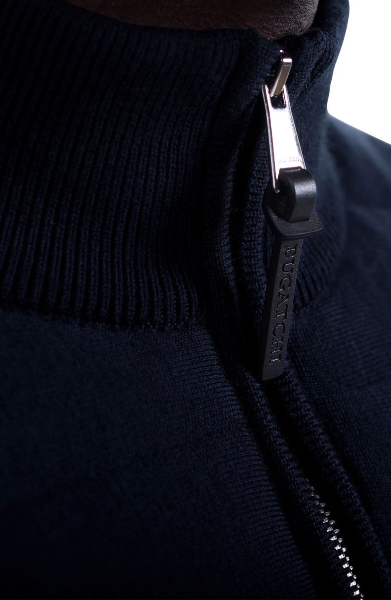 Bugatchi Merino Wool Quarter Zip Polo Sweater, Alternate, color, Navy