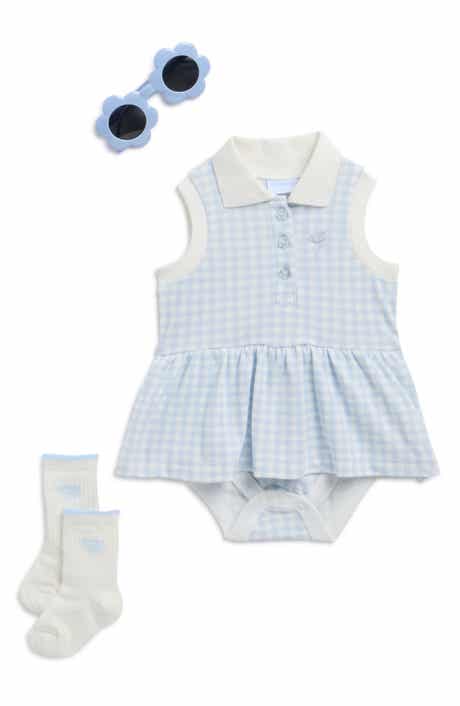 Draper James Gingham Skirted Bodysuit, Socks & Sunglasses Set