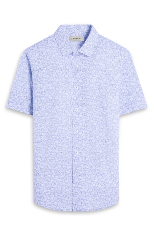 Bugatchi Miles Ooohcotton® Pinstripe Short Sleeve Button-up Shirt In Classic Blue
