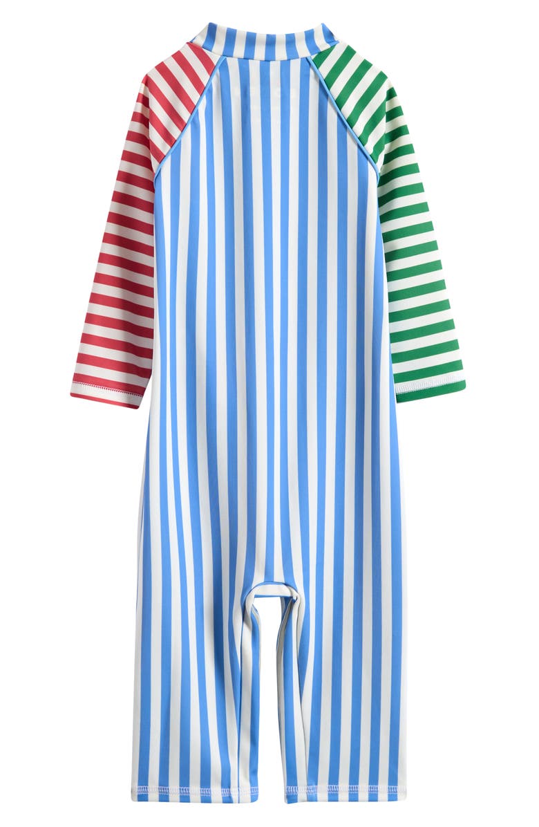 Mini Boden Colorblock Stripe Long Sleeve One-Piece Rashguard Swimsuit, Alternate, color, Hotchpotch Stripe