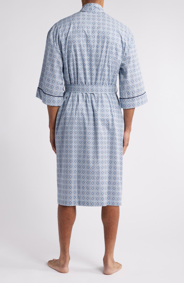 Majestic International Grecian Print Woven Robe, Alternate, color, Jewel Blue