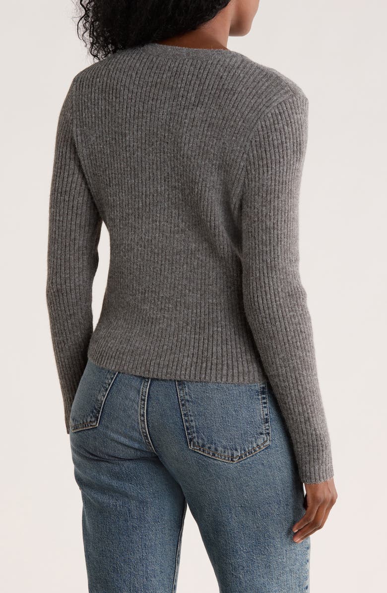 Elodie Cutaway Rib Cardigan, Alternate, color, Charcoal