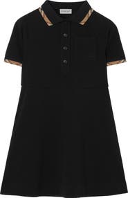 Burberry Check Trim Cotton Polo Shirt Dress