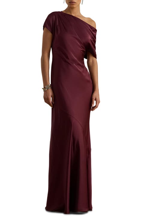 Satin Off the Shoulder Gown