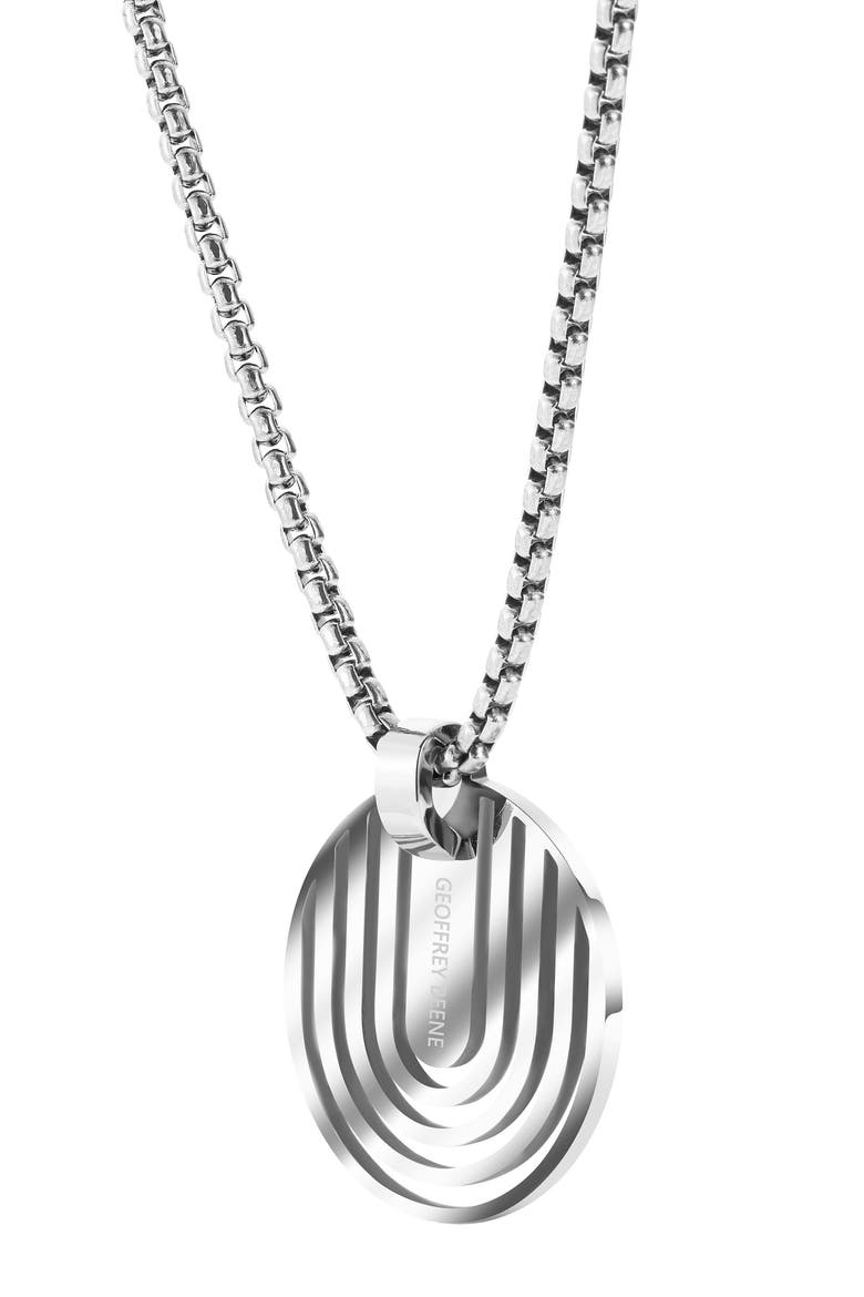 Men's Stainless Steel Disc Plate Pendant Necklace, Alternate, color, SILVER