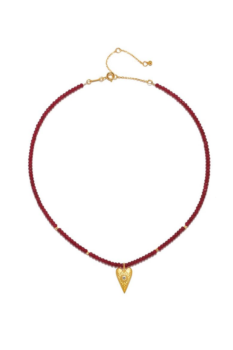 Healing Heart Red Onyx Heart Necklace, Alternate, color, Red