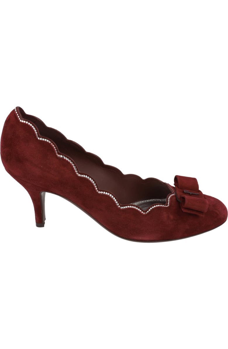 FERRAGAMO Carla Stud Embellished Vara Bow Pump, Alternate, color, Bordeaux