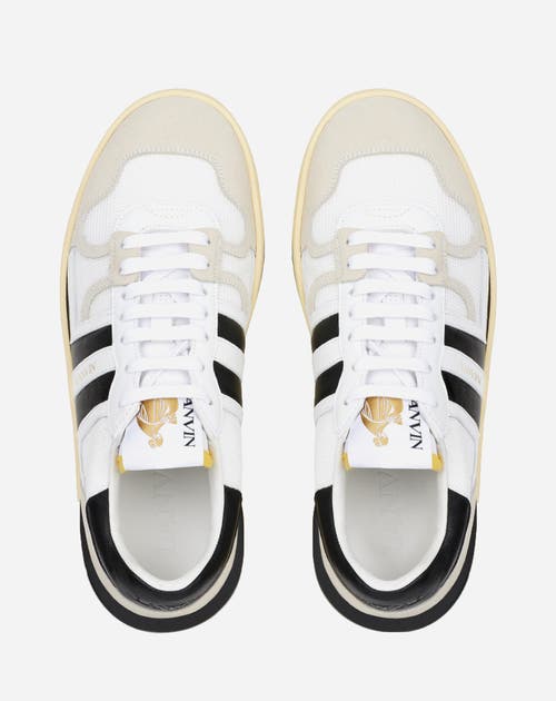Lanvin Black And White Leather Clay Low Mesh Sneakers In White/black