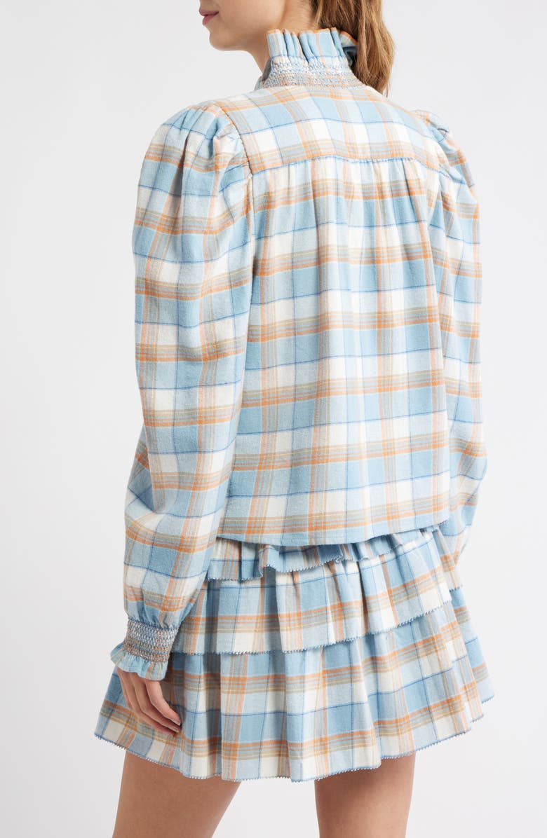 LOVE THE LABEL Zuri Ruffle Trim Cotton Button-Up Top, Alternate, color, Windchime Plaid