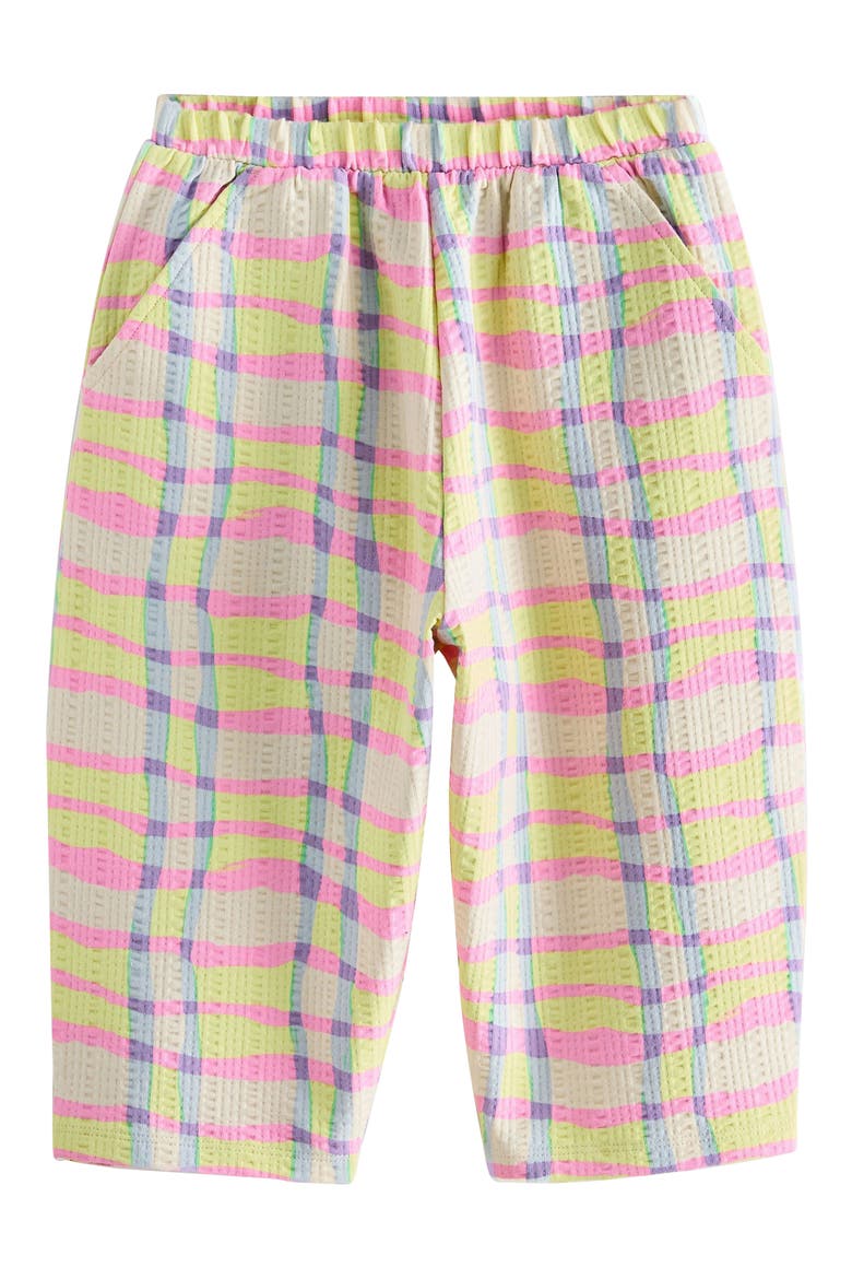 Kids' Crinkled Wide Leg Stretch Cotton Pants, Main, color, PINK/YELLOW