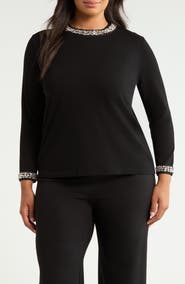 Anne Klein Rhinestone Embellished Sweater
