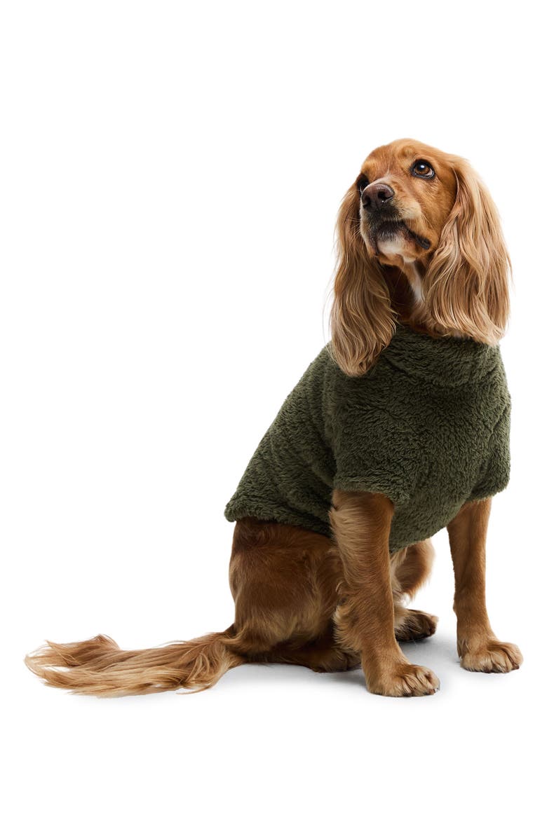 Barbour Brindle Fleece Dog Sweater, Alternate, color, Olive