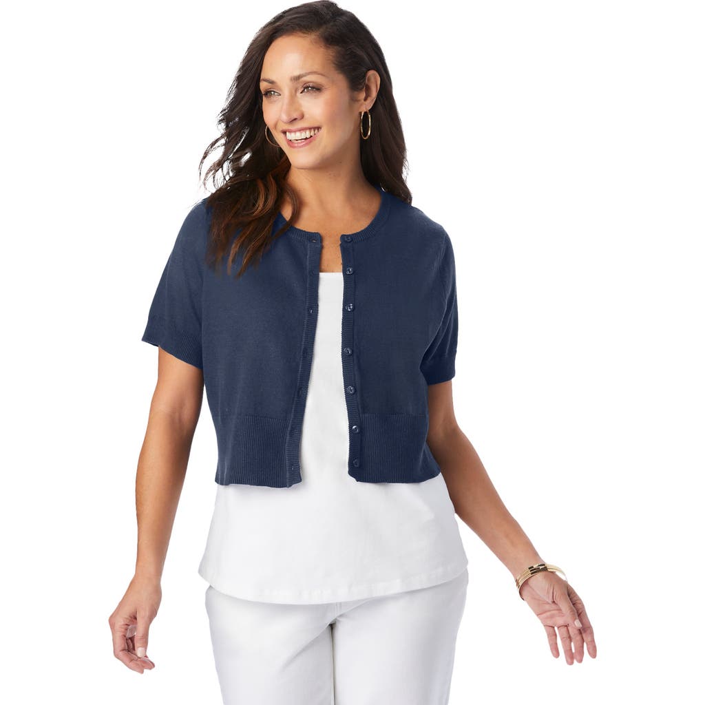 Jessica London Jewel-neck Shrug In Black