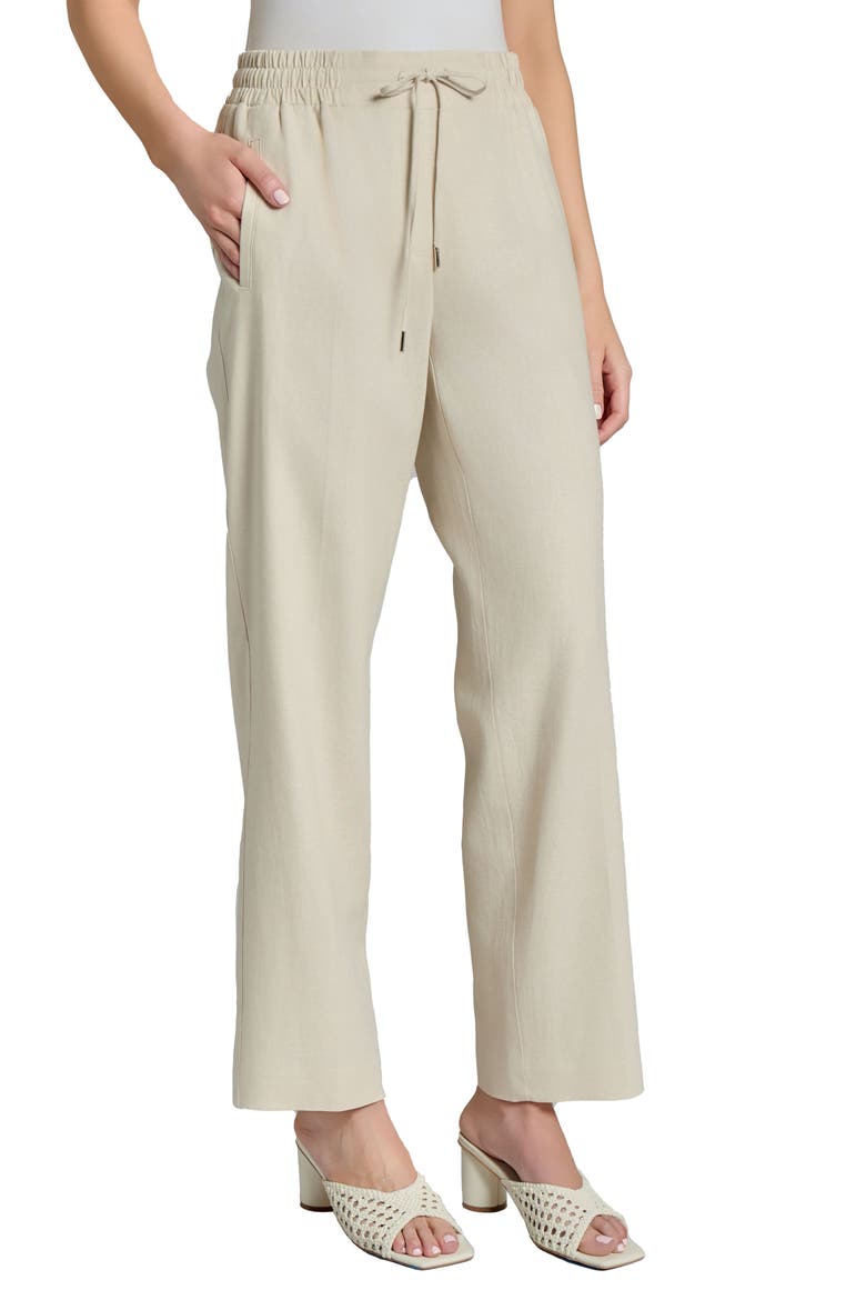 Tie Waist Linen Blend Pants, Alternate, color, NATURAL STONE