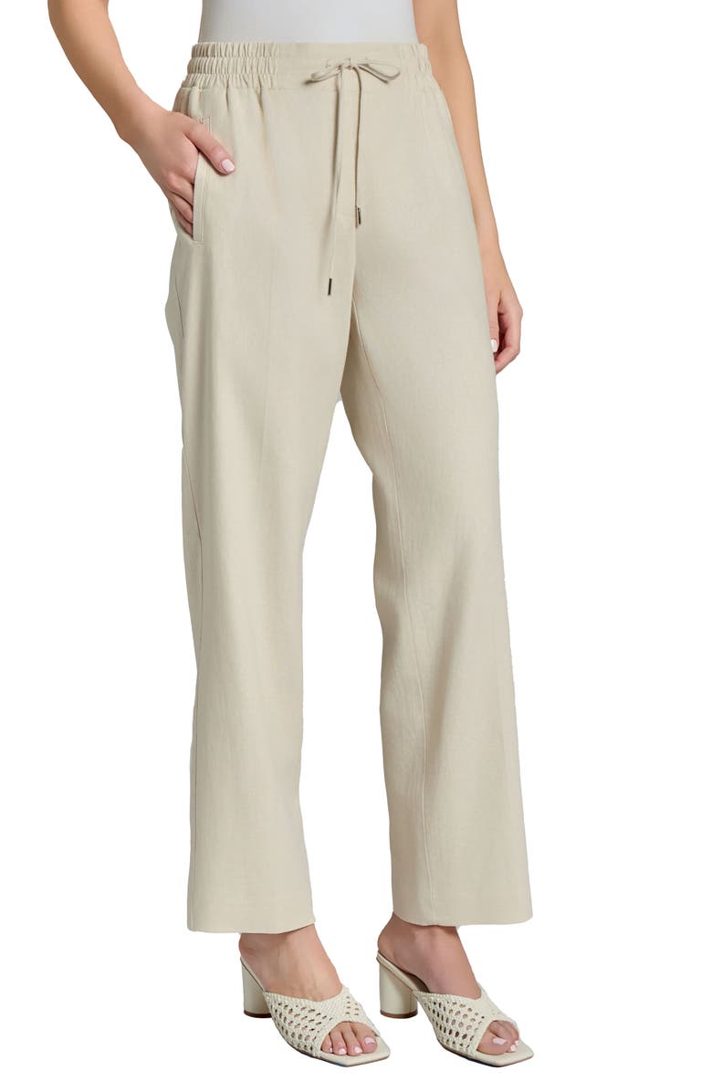 Jones New York Tie Waist Linen Blend Pants, Alternate, color, Natural Stone