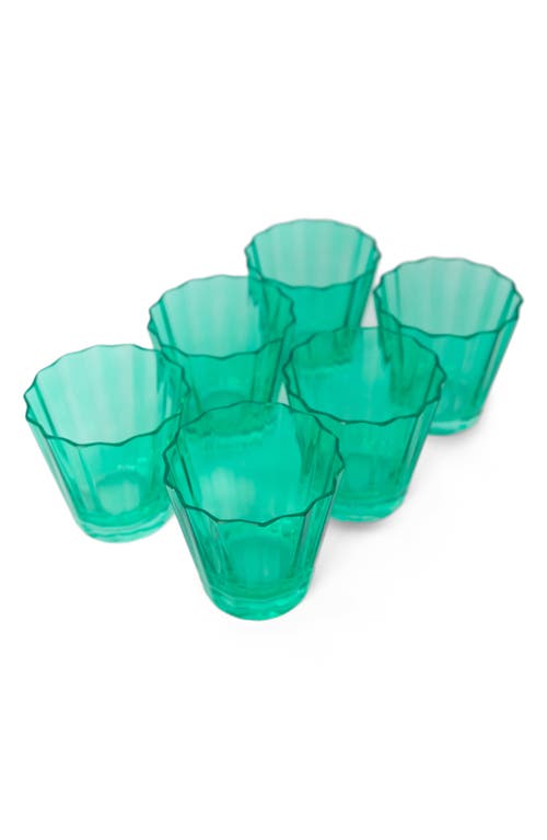 Estelle Colored Glass Sunday Set of 6 Lowball Glasses in Kelly Green 