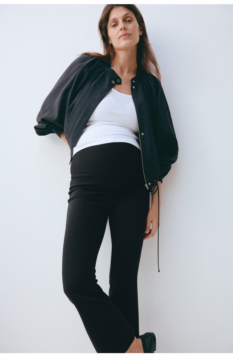 H&M Mama Flared Interlock Trousers, Alternate, color, Black