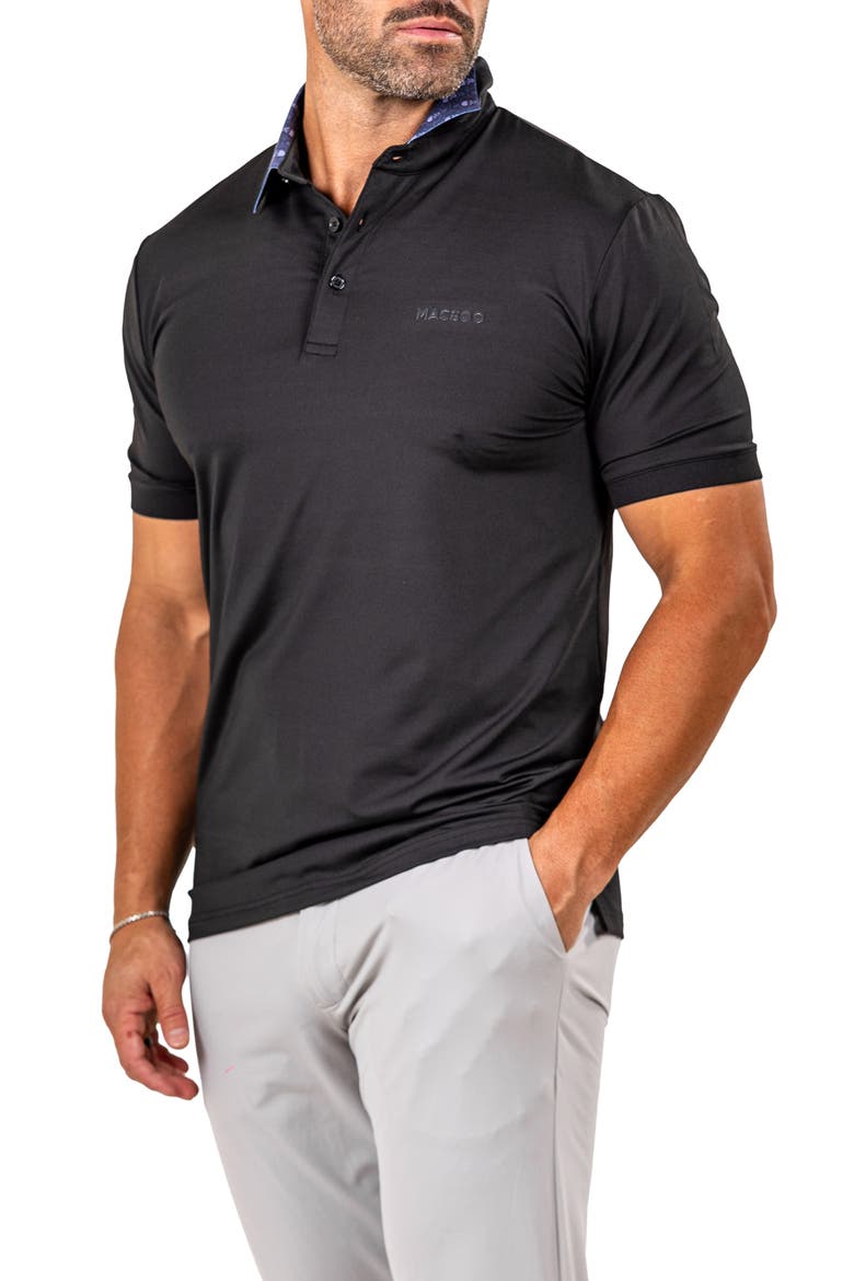 Marthyr0021 Black Contrast Collar Golf Polo, Alternate, color, BLACK