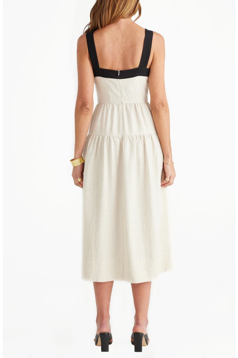 Jolie Contrast Trim Midi Dress, Alternate, color, NATURAL W/ BLACK