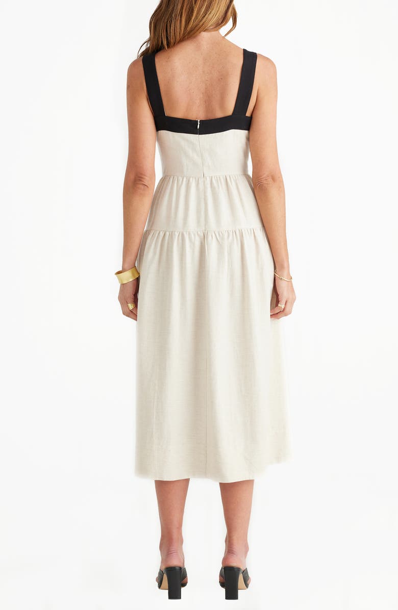 Brave+True Jolie Contrast Trim Midi Dress, Alternate, color, Natural W/ Black