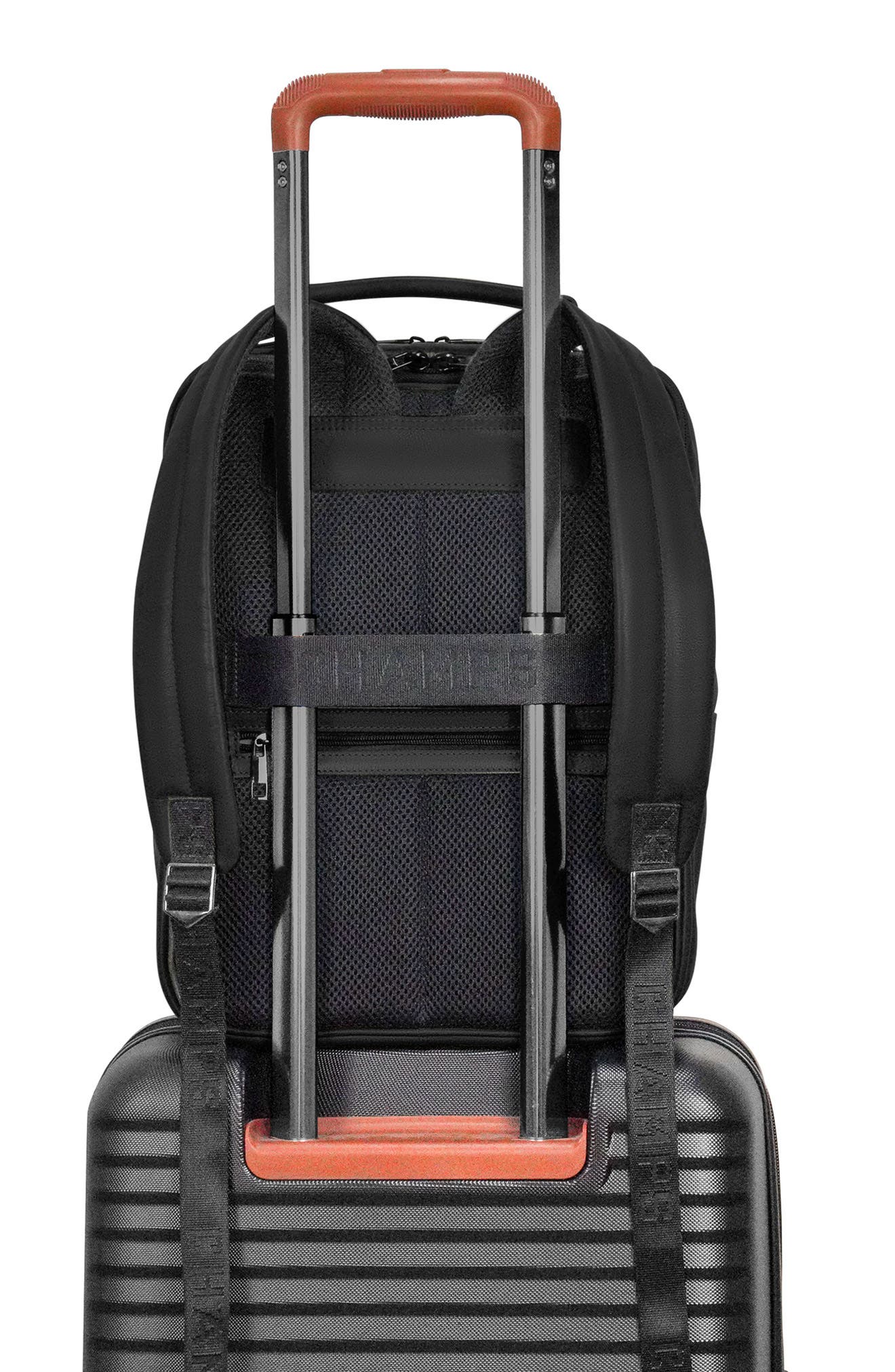 CHAMPS Compact Leather Travel Backpack, Alternate, color, Black