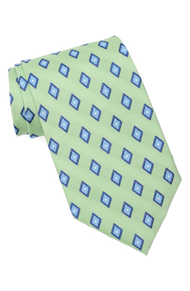 Brooks Brothers Diamond Dot Silk Blend Tie, Main, color, Lt Green
