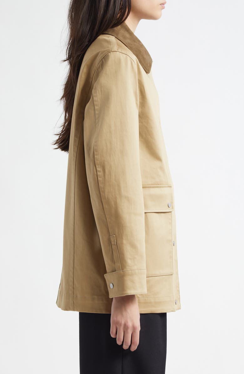 Vince Suede Collar Stretch Cotton Utility Jacket, Alternate, color, Beachwood