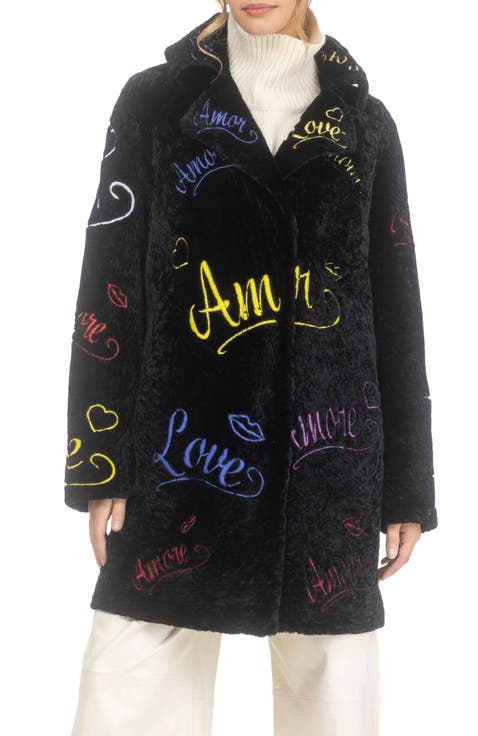 Genuine Shearling Embroidered "love" Stroller