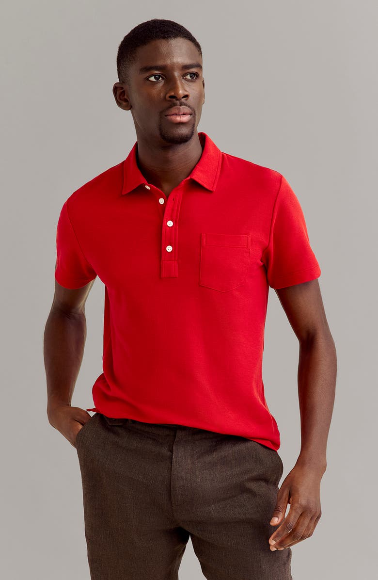 Billy Reid Pensacola Pima Cotton Piqué Pocket Polo, Alternate, color, Pompeian Red