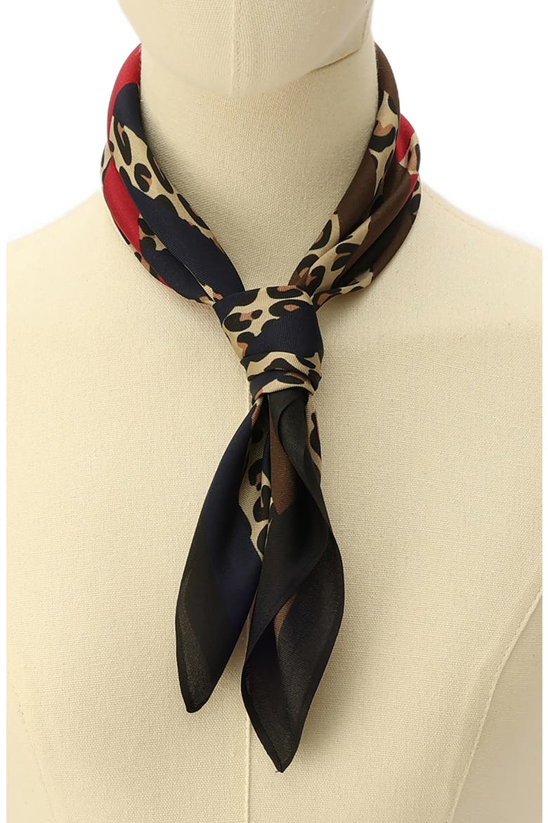 Mixed Stripe Silk Bandana, Alternate, color, LEOPARD MULTI