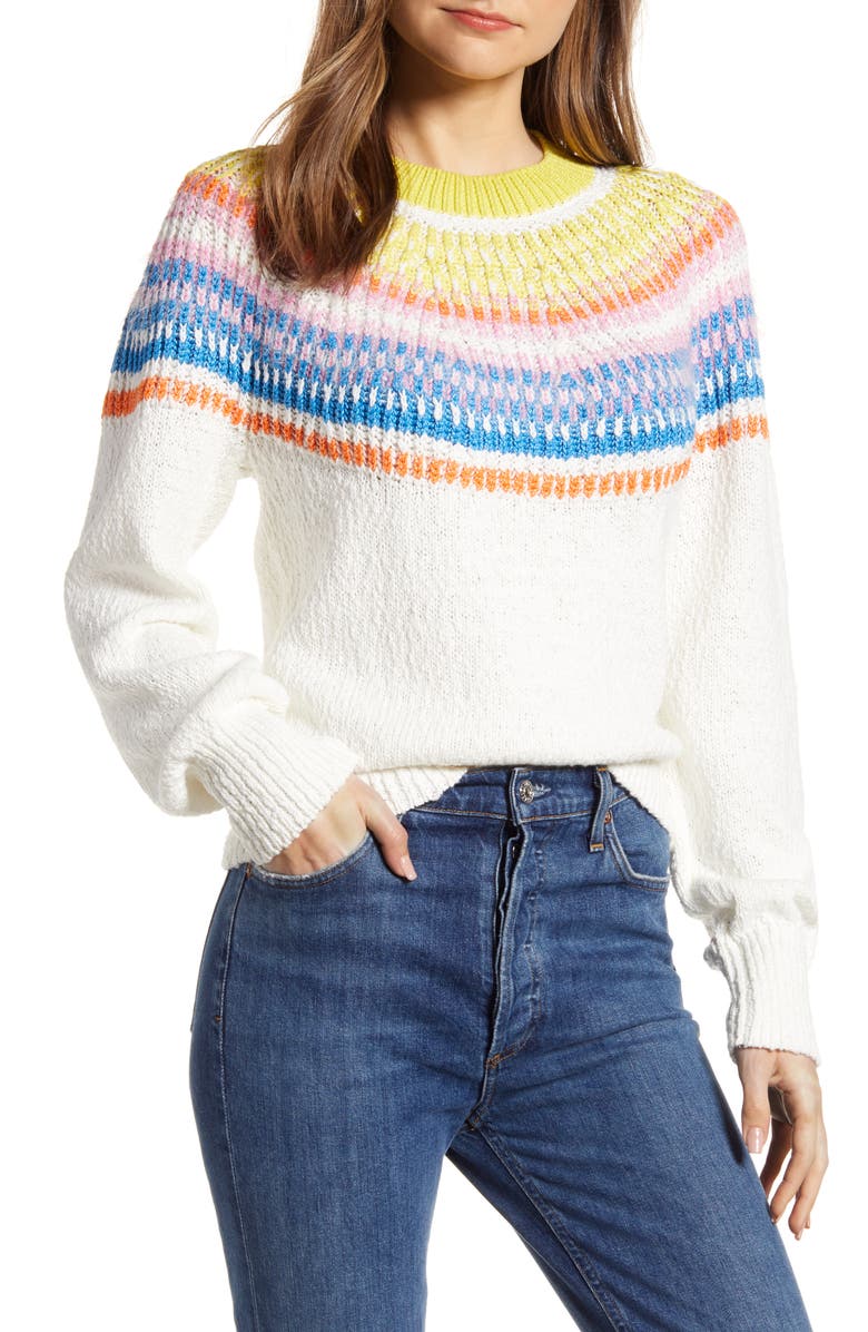 Lou & Grey Fuzzy Fair Isle Sweater, Main, color, 