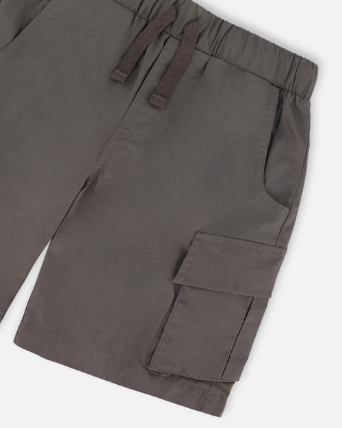 Deux Par Deux Boy's Parachute Cargo Pocket Shorts Dark Gray In Dark Gray
