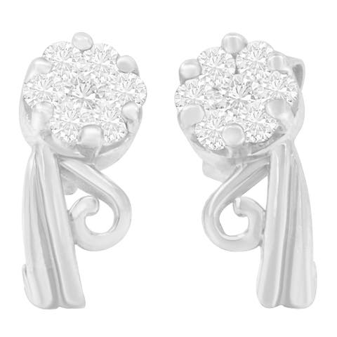 14K White Gold 1/2 Ct Round Diamond Earrings