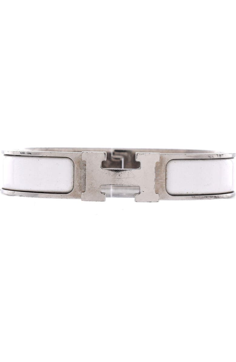Pre-Owned Hermes Clic H Bracelet Enamel Narrow, Main, color, White