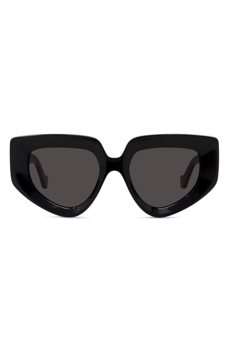 Loewe Anagram 51mm Geometric Sunglasses, Main, color, Shiny Black / Smoke