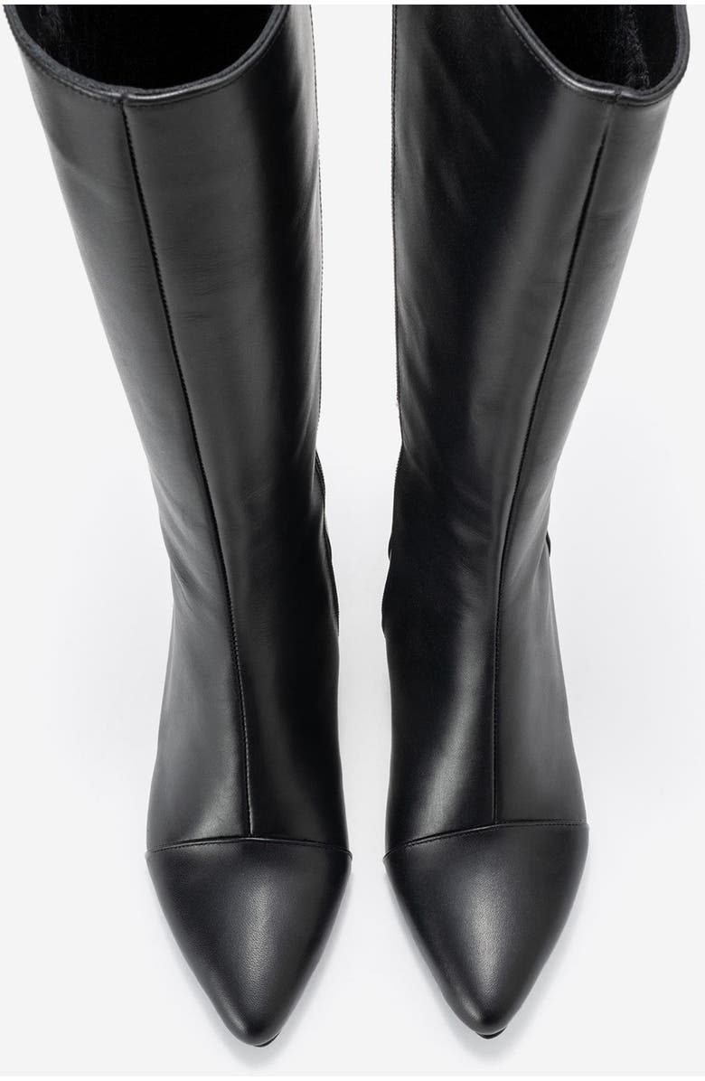 Forever & Always Shoes Osmera Leather Block Heel Knee High Boot, Alternate, color, Black Leather