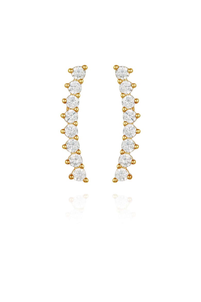 Cubic Zirconia Ear Climbers, Main, color, GOLD/ CRYSTAL